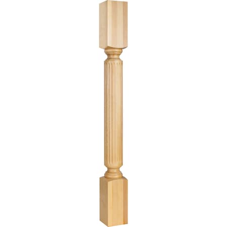 3-1/2 Wx3-1/2Dx35-1/2H Rubberwood Fluted Post